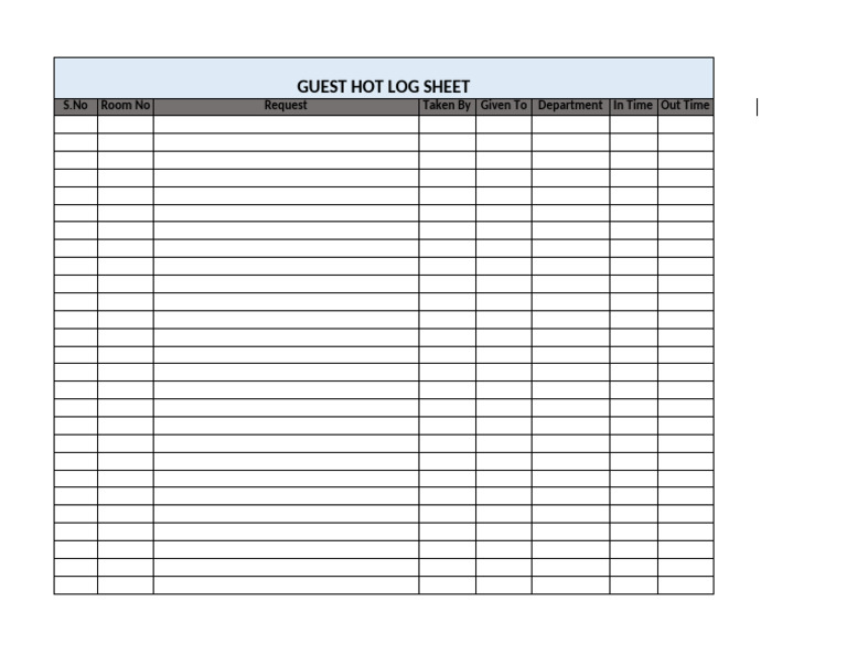 Log Sheet Print | PDF