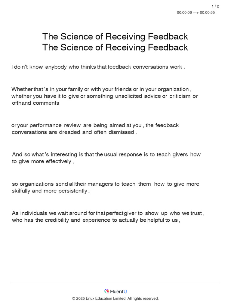Mastering Feedback Reception Skills | PDF | Social Psychology