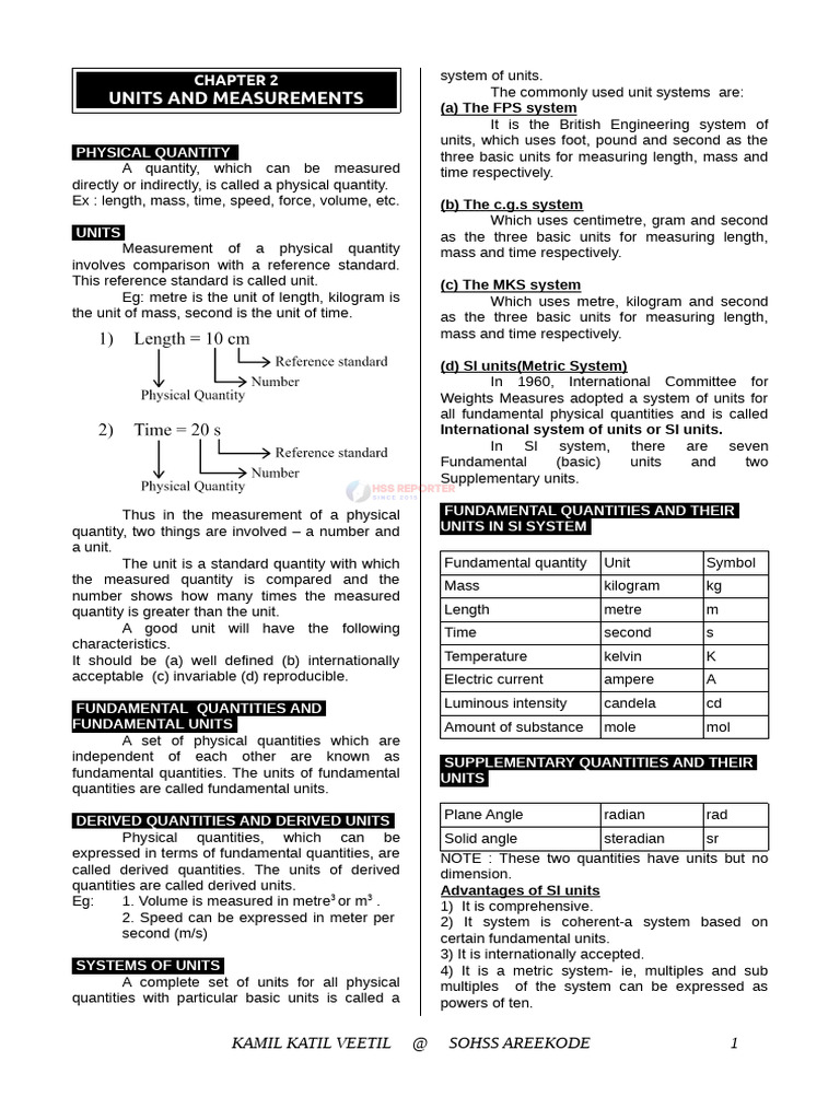 Units and Measurements in Physics | PDF | International System Of Units ...