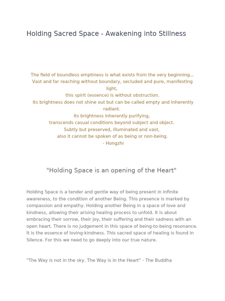 Holding Sacred Space - Awakening Into Stillness | PDF | Enlightenment ...