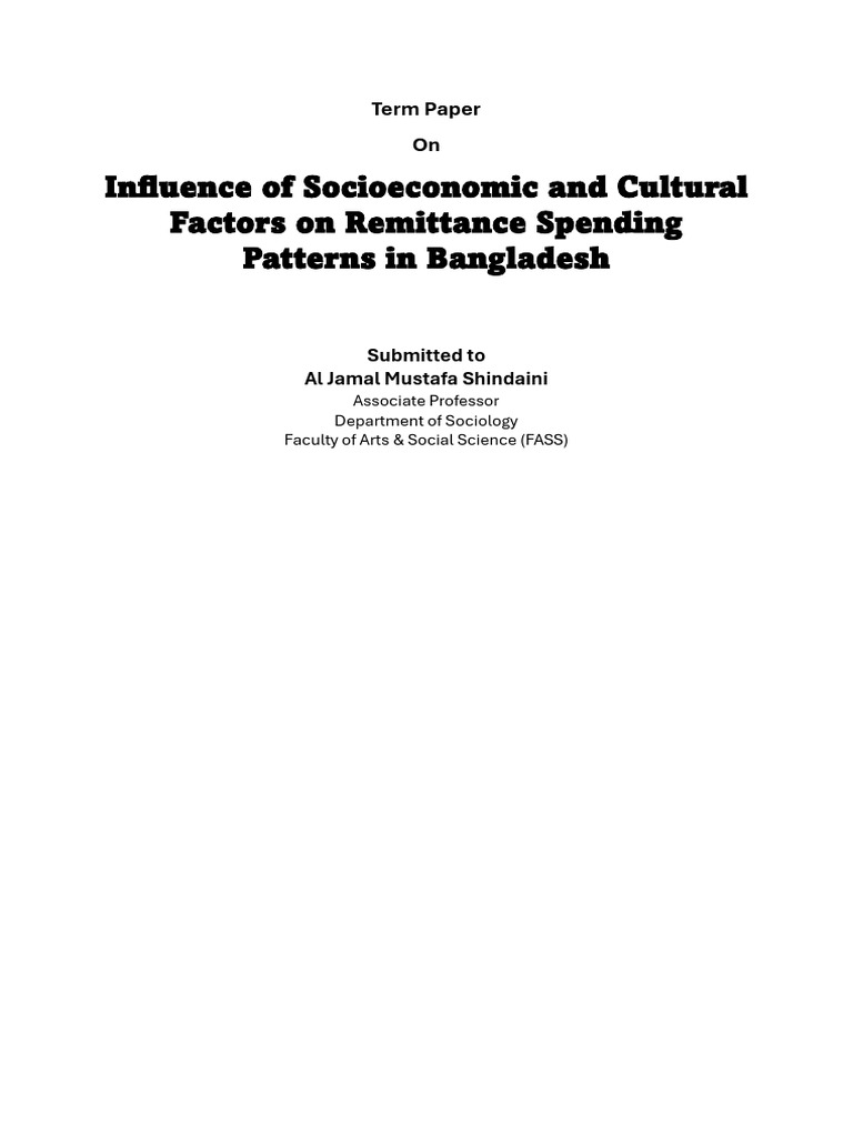 Sample Copy of Term Paper | PDF | Remittance | Consumption (Economics)