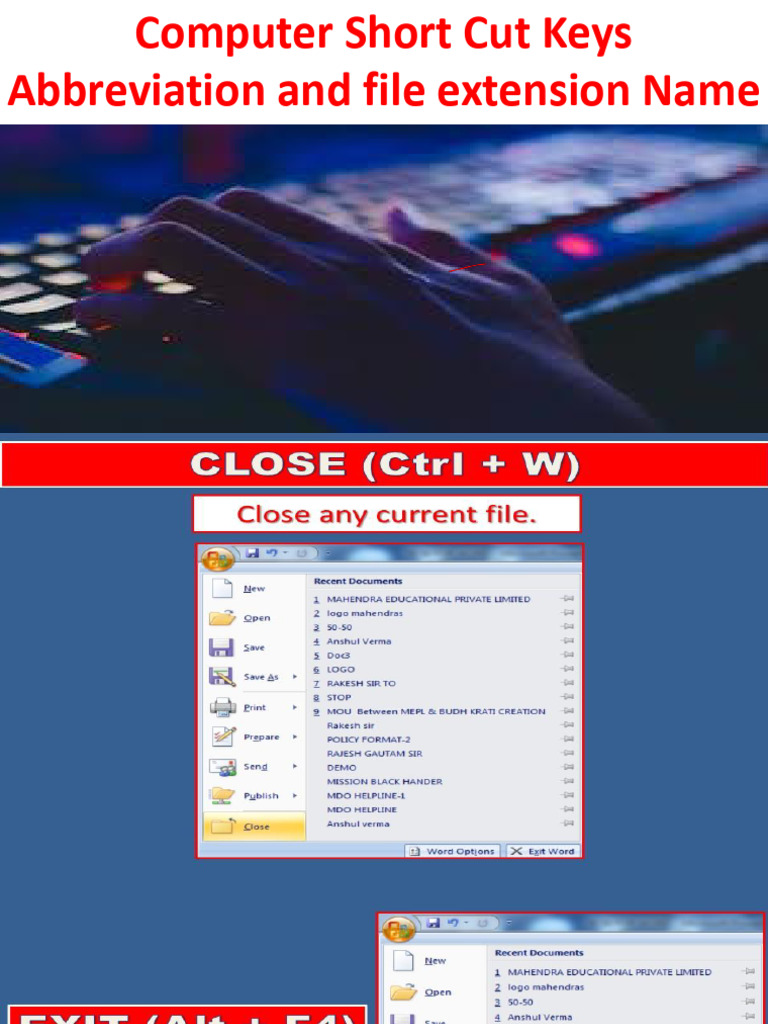 Computer Shortcut Keys Guide | PDF | Control Key | Microsoft Windows