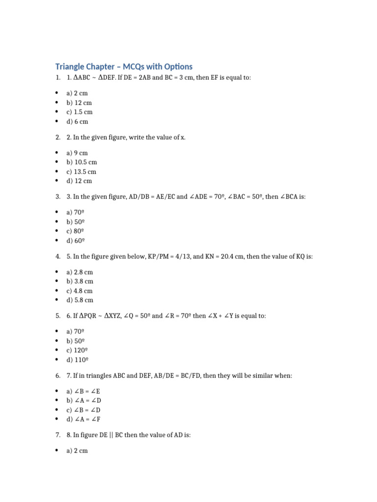 Triangle MCQs With Options | PDF | Chess Theory | Chess