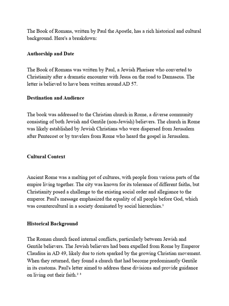 The Book of Romans | PDF | Epistle To The Romans | Paul The Apostle