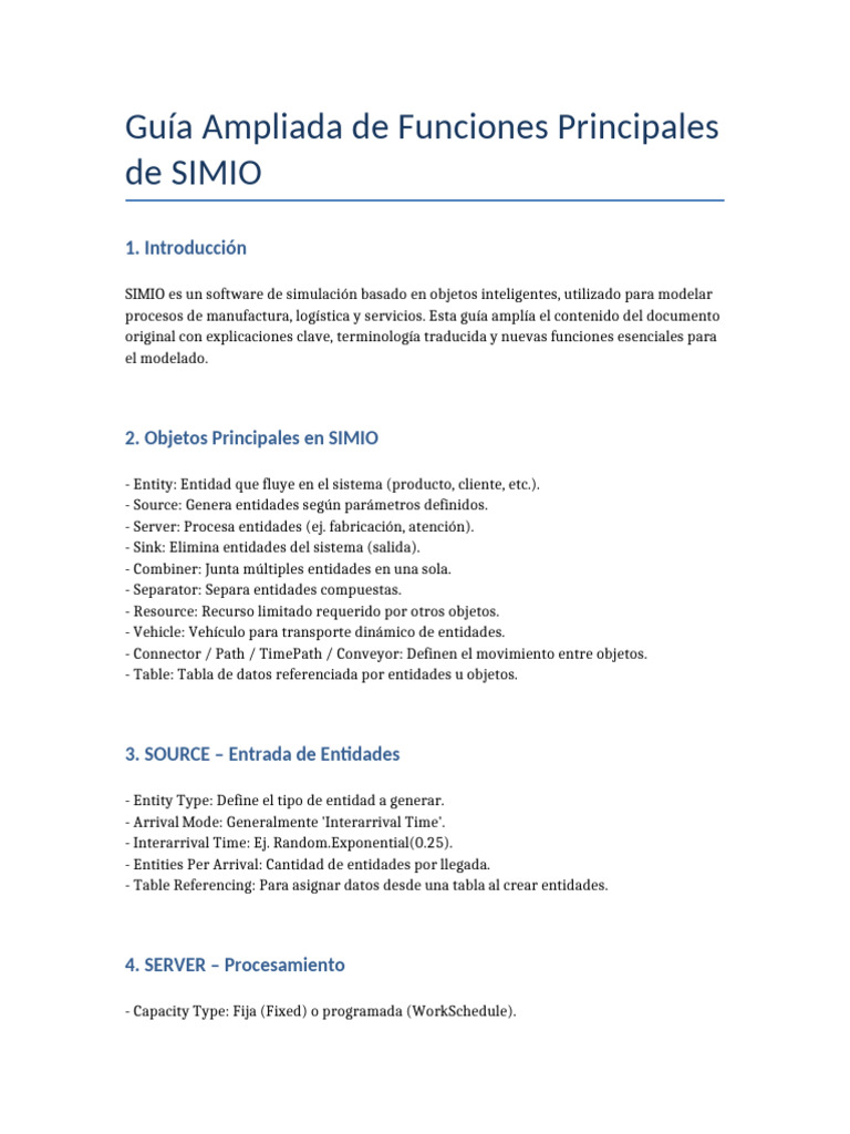 Funciones Clave de SIMIO Explicadas | PDF | Ingeniería Informática ...