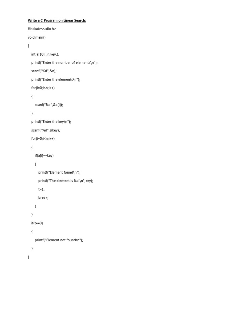 C Programs for Search, Sort, and Matrix Operations | PDF | Matrix ...