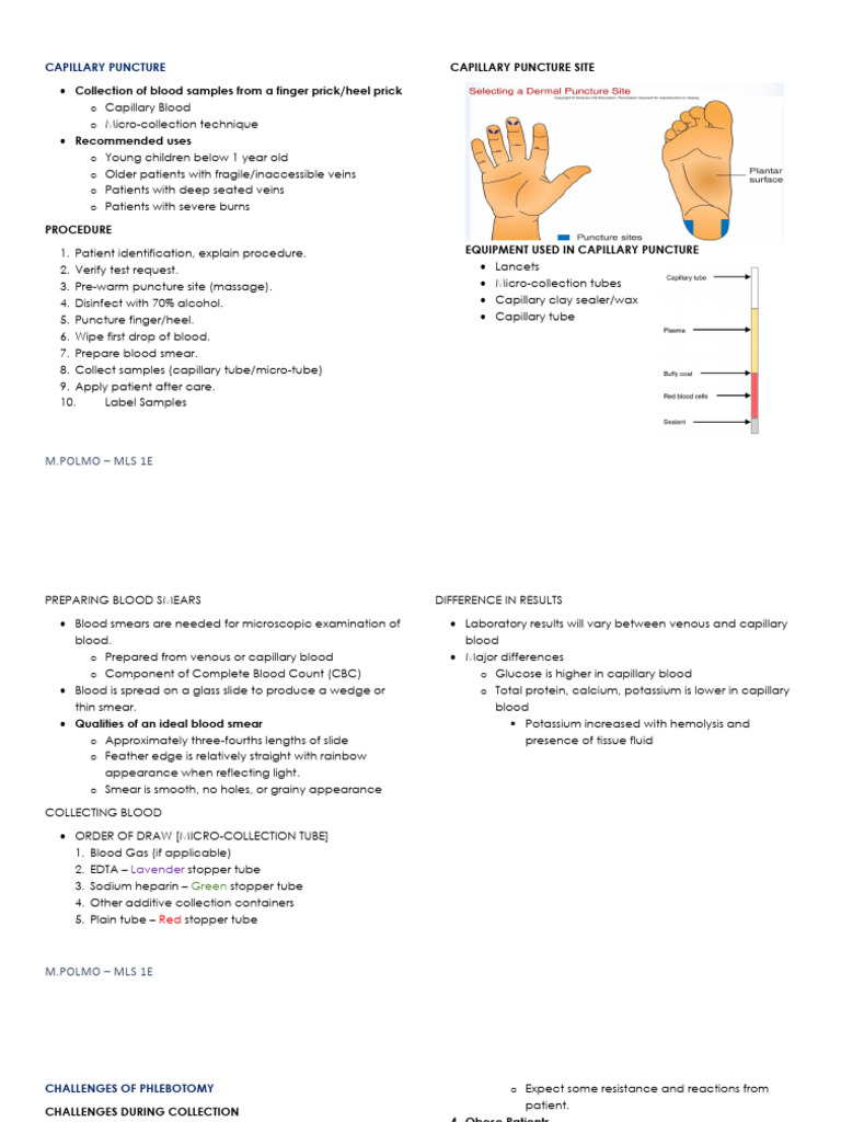 Capillary Puncture and Blood Collection Guide | PDF | Cortisol | Fasting