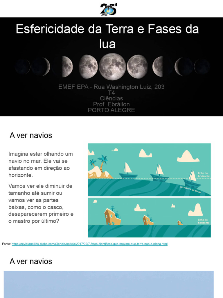 Esfericidade da Terra e Fases da Lua | PDF | Lua | Terra