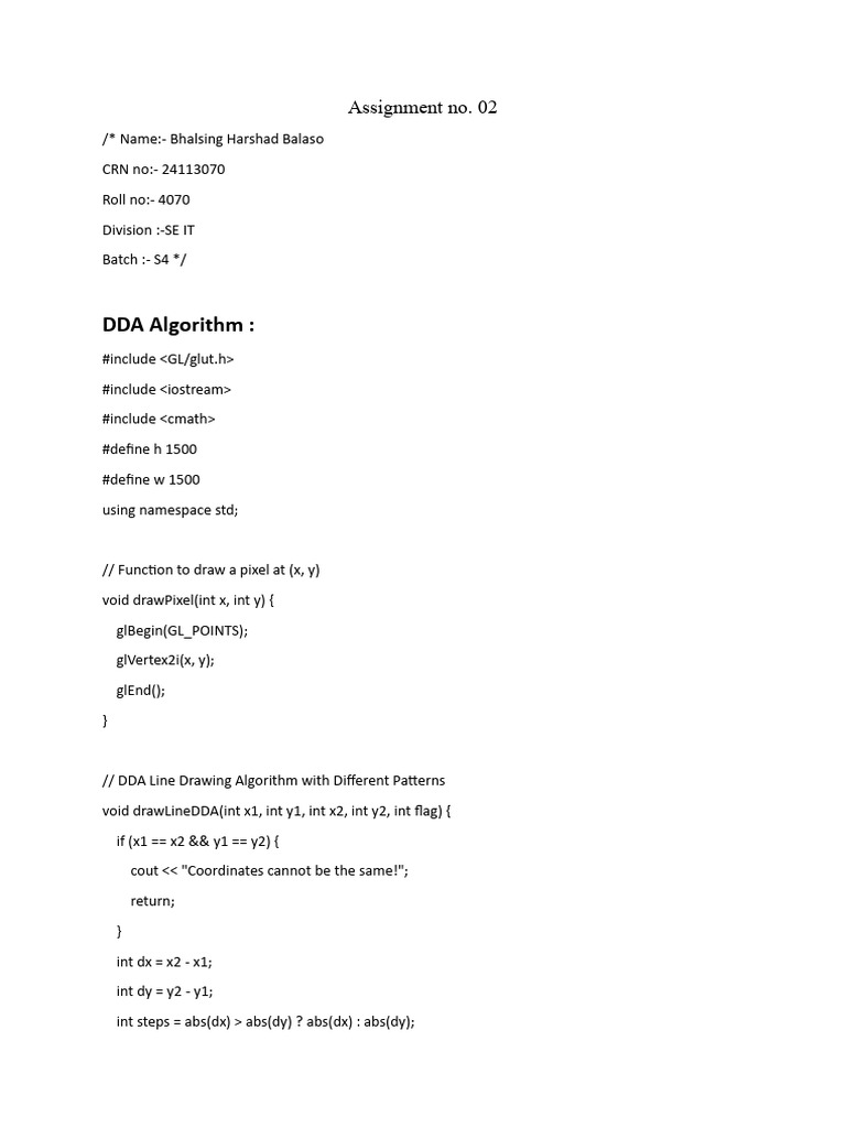 DDA and Bresenham Line Algorithms | PDF | Computer Programming ...