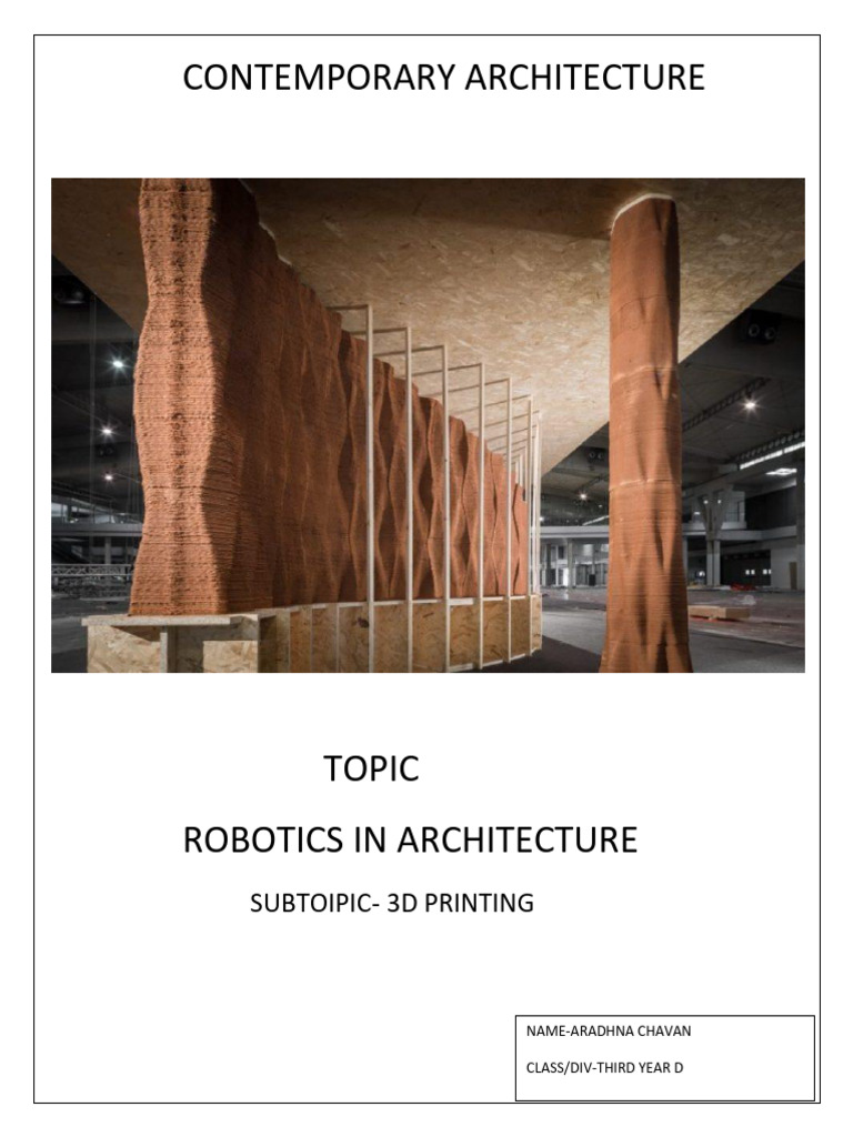 Robotics and 3D Printing in Architecture | PDF | 3 D Printing | Concrete