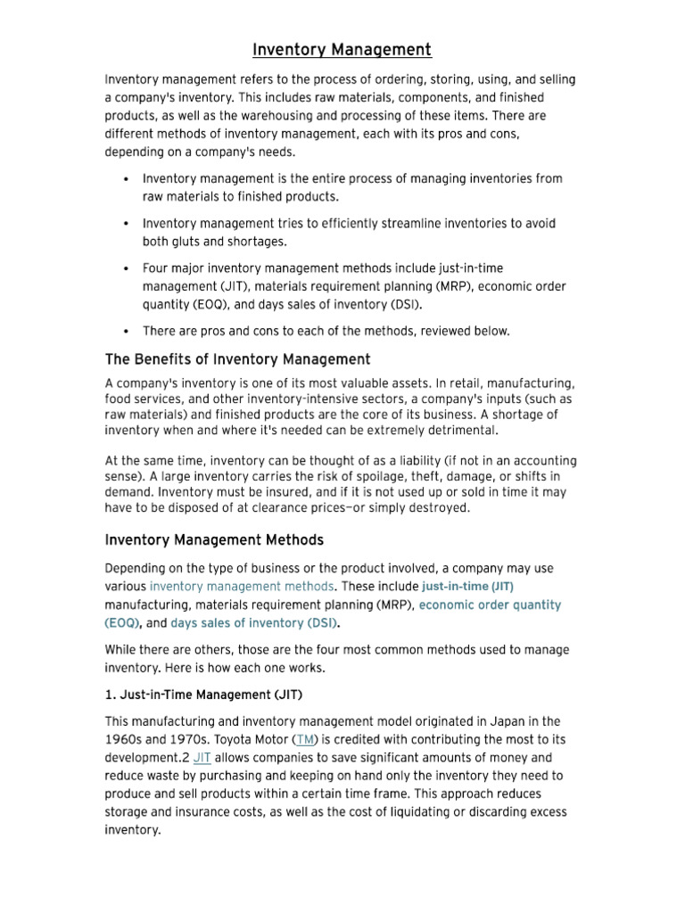 Inventory Management Notes | PDF