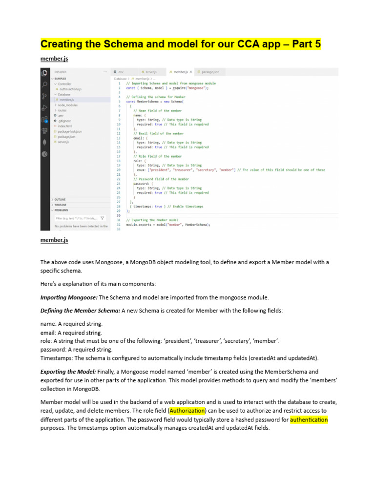 Mongoose Member Model Schema Guide | PDF