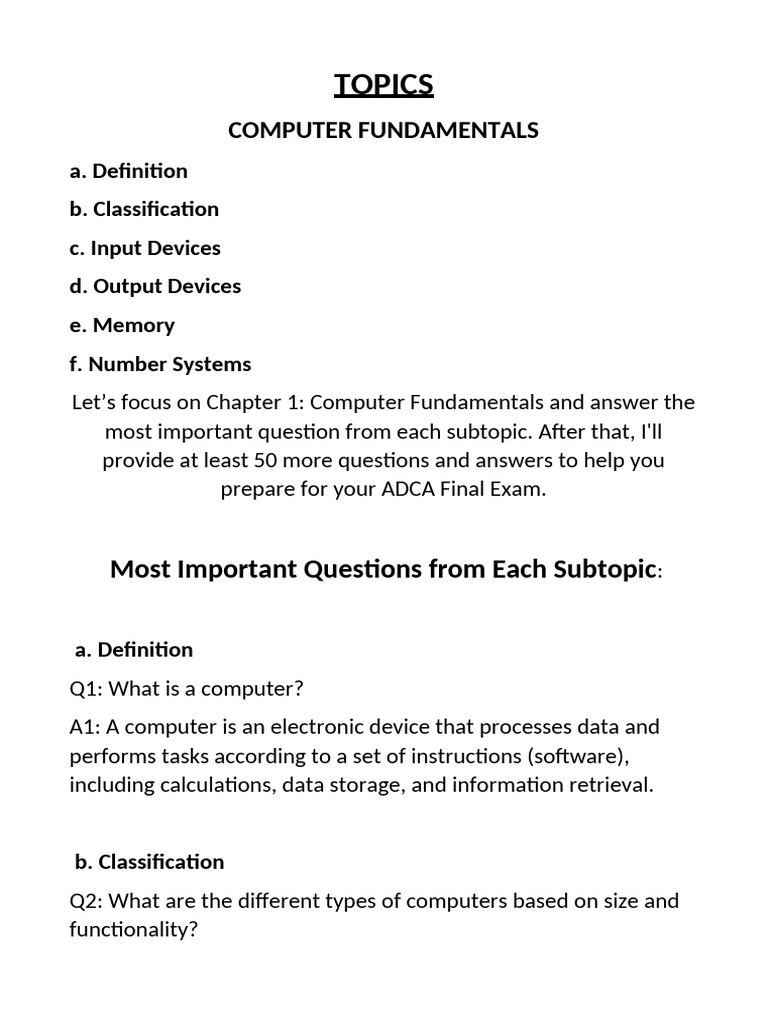 Computer Fundamentals Q&A Guide | PDF | World Wide Web | Internet & Web
