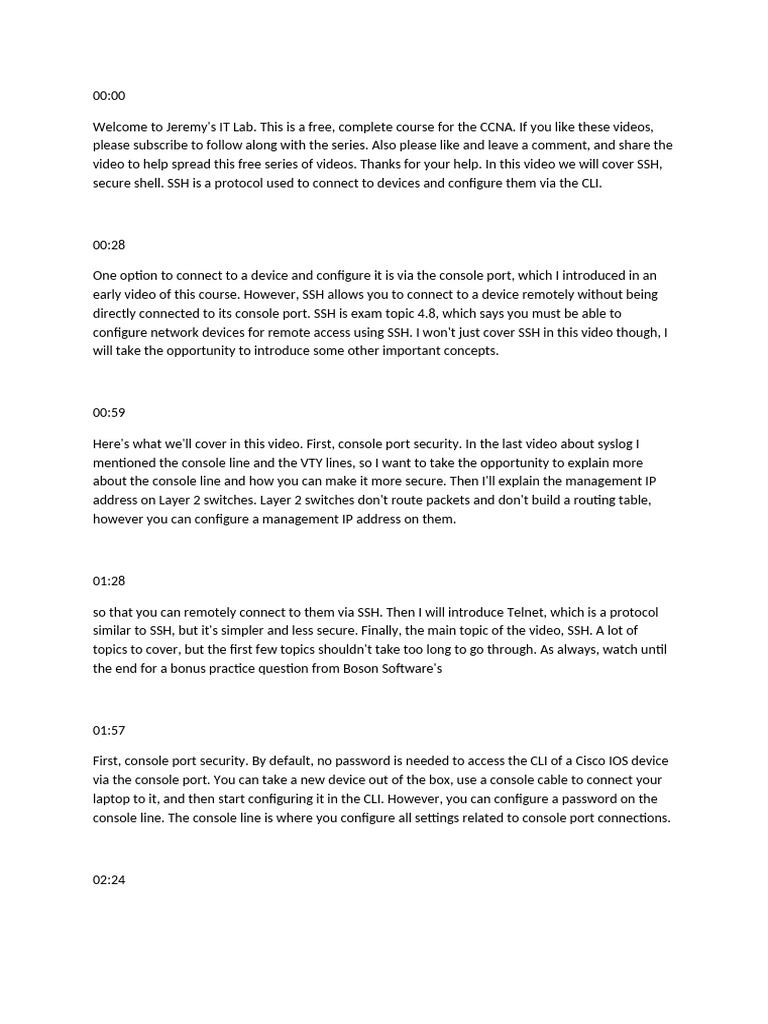 Understanding VTY and SSH Configuration | PDF | Secure Shell | Command ...
