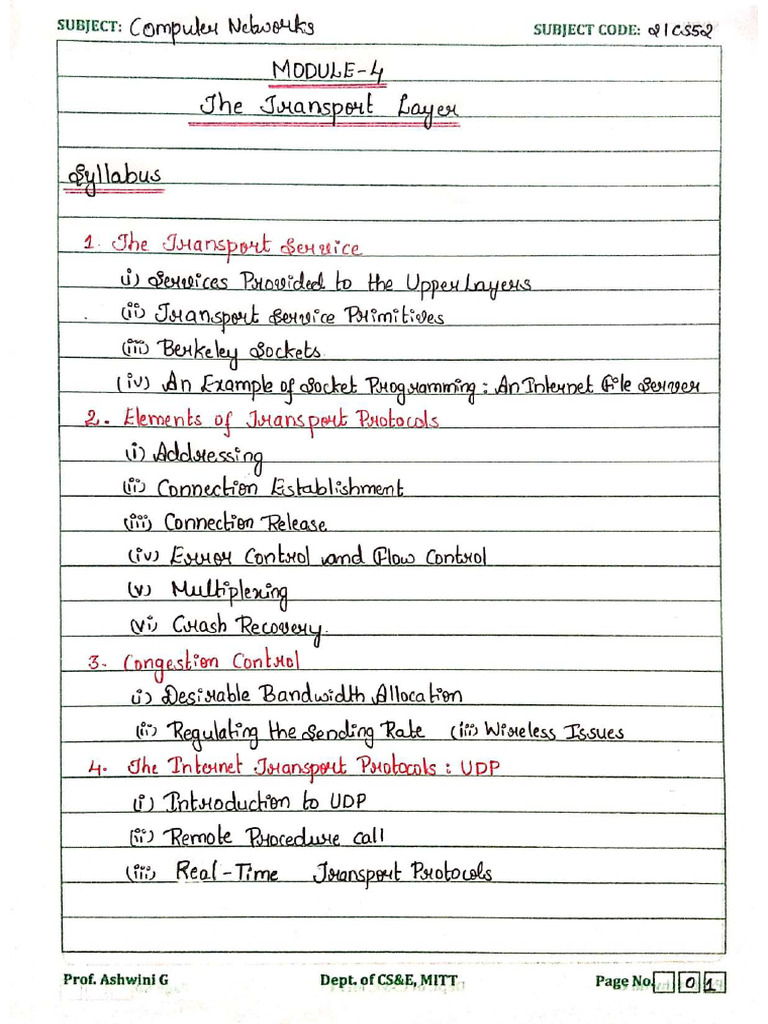 CN Module4 Transport Layer Notes | PDF