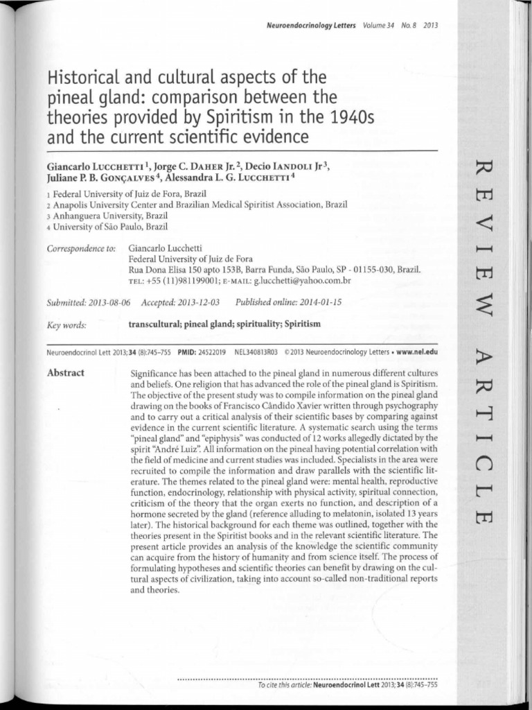 SobrePineal Neuro Endocrinology Letters 2013 Lucchetti G Historical and ...