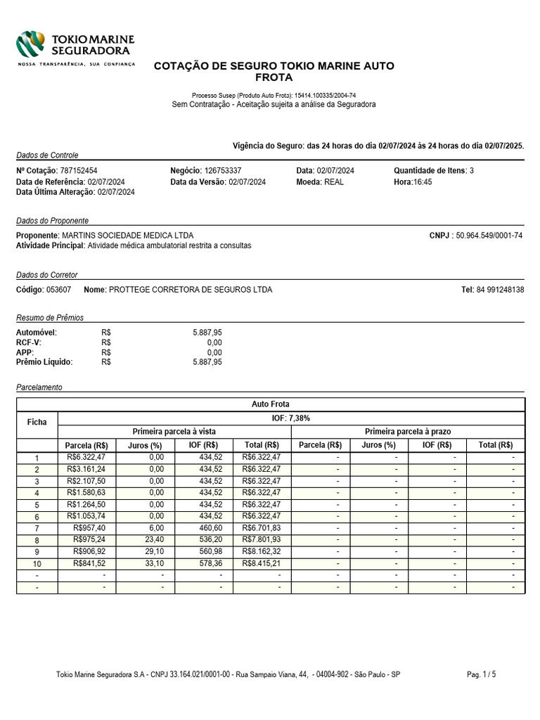 Cotacao Completa 787152454 | PDF | Seguro | Veículos