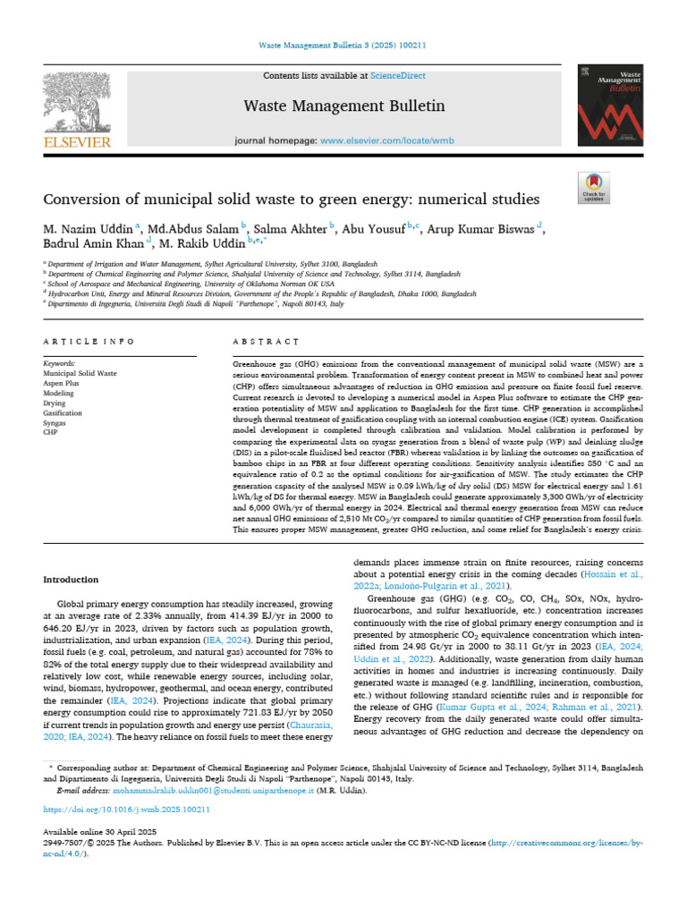 Municipal Waste to Green Energy Model | PDF | Gasification | Waste ...