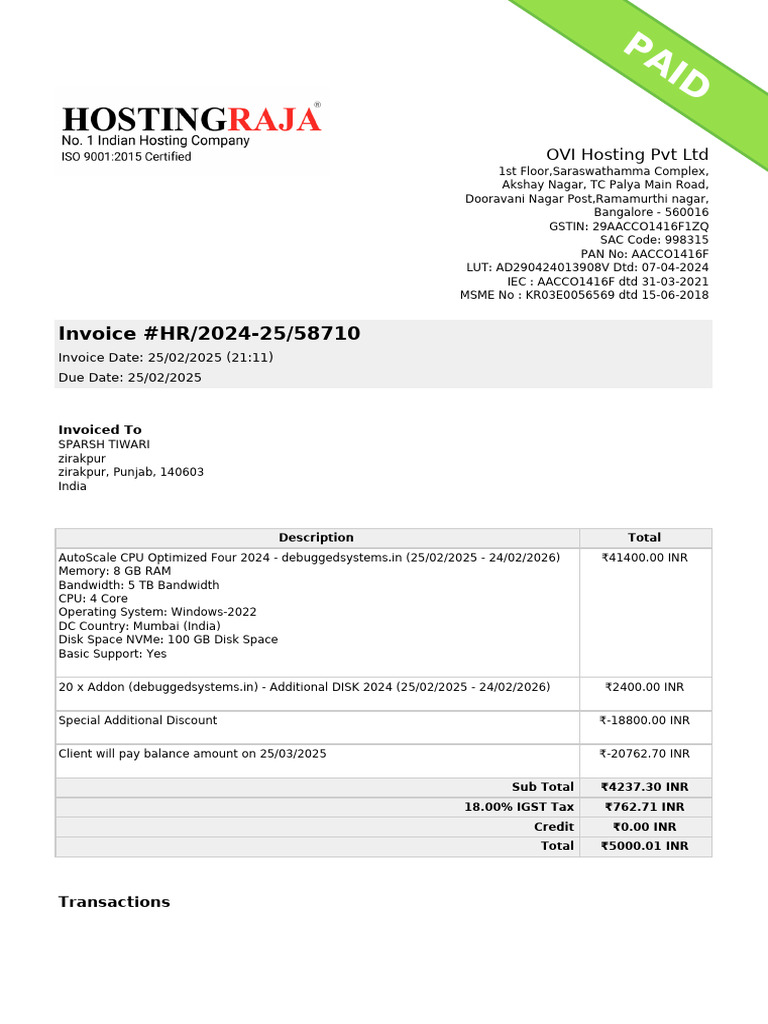 Invoice HR 2024 25 58710 | PDF | Office Equipment | Computing