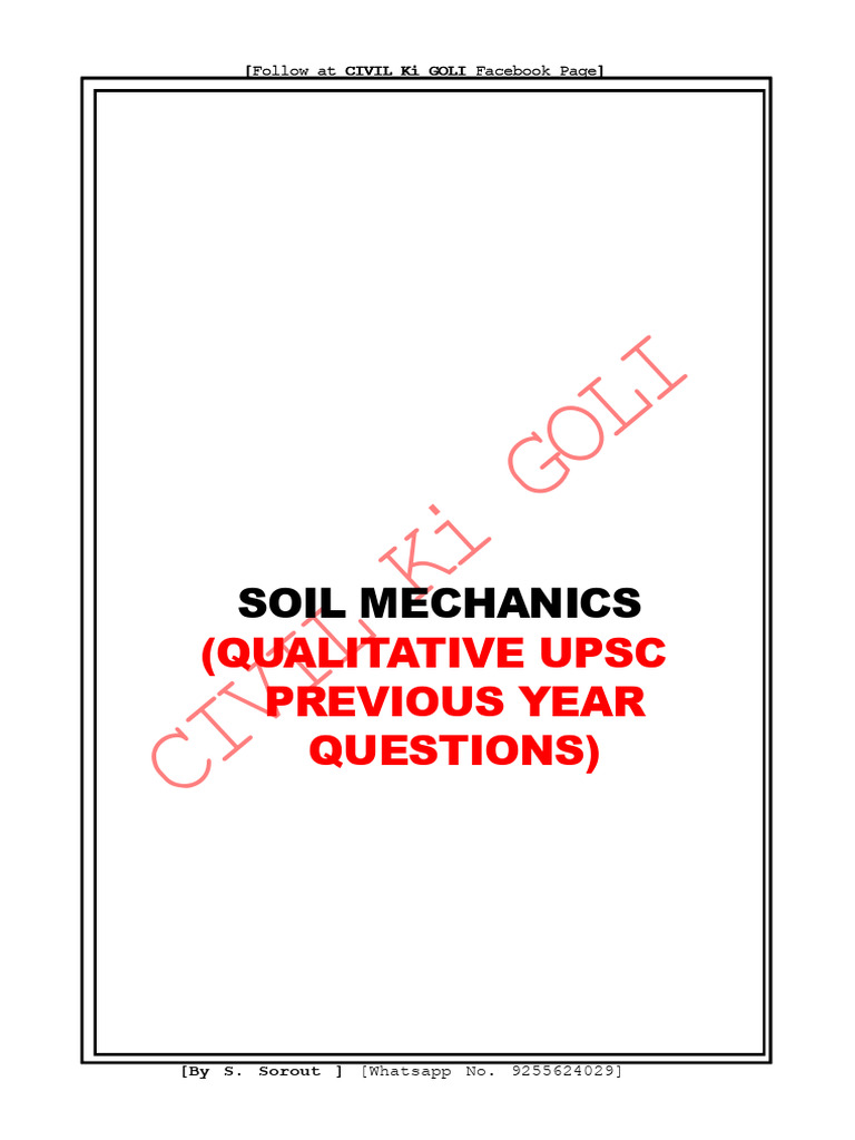 Soil Mechanics UPSC Questions Guide | PDF | Soil | Sedimentology