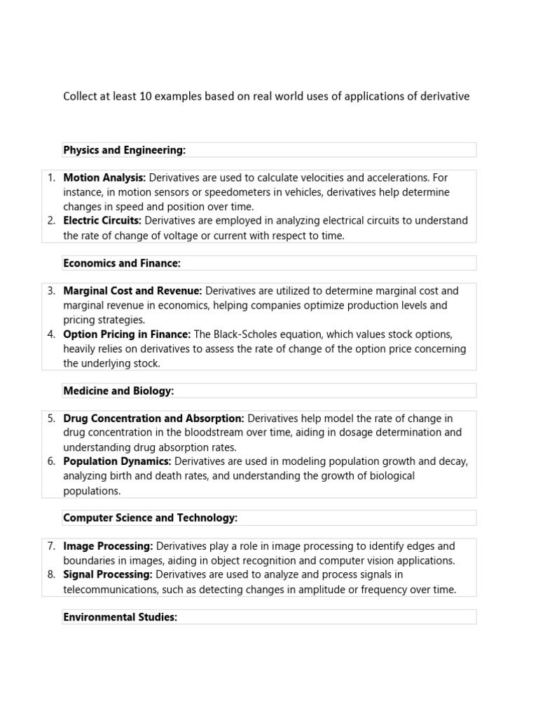 Real-World Applications of Derivatives | PDF
