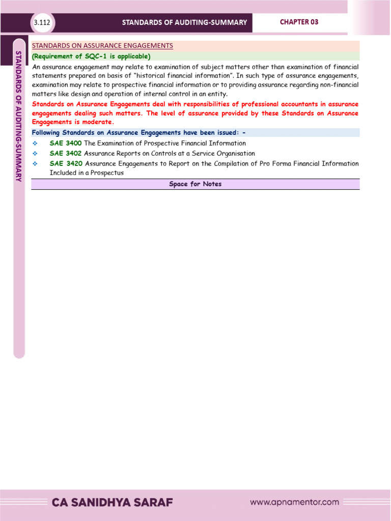 SAE Summary | PDF | Audit | Internal Audit