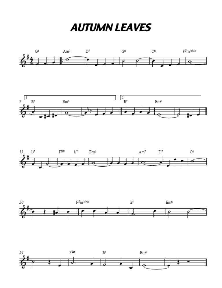 Autumn Leaves - Lead Sheet