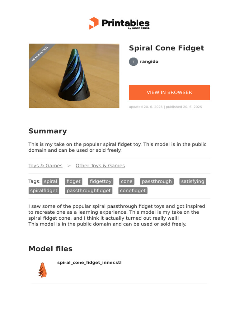 Spiral Cone Fidget | PDF