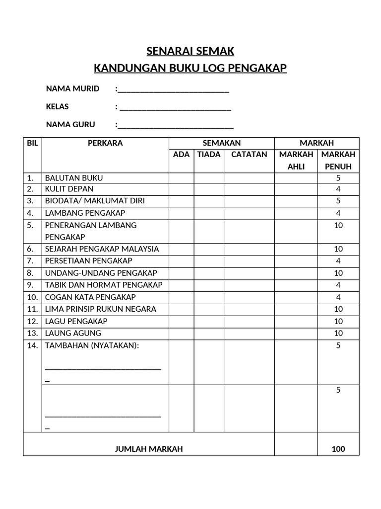 Kandungan Buku Log | PDF