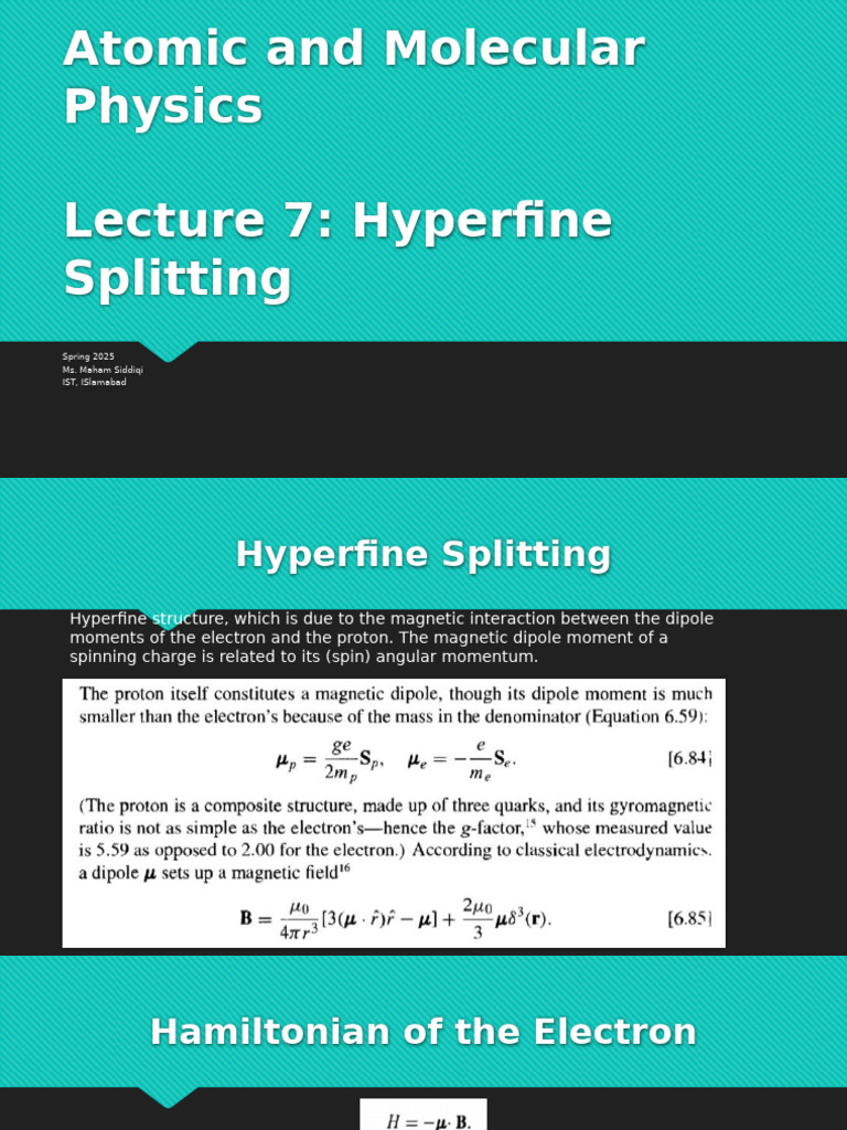 Hyperfine Splitting in Atomic Physics | PDF