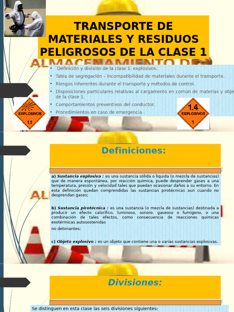 Transporte de Materiales y Residuos Peligrosos de La Clase 1 | PDF ...