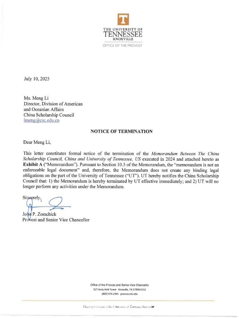 CSC Termination Notice | PDF