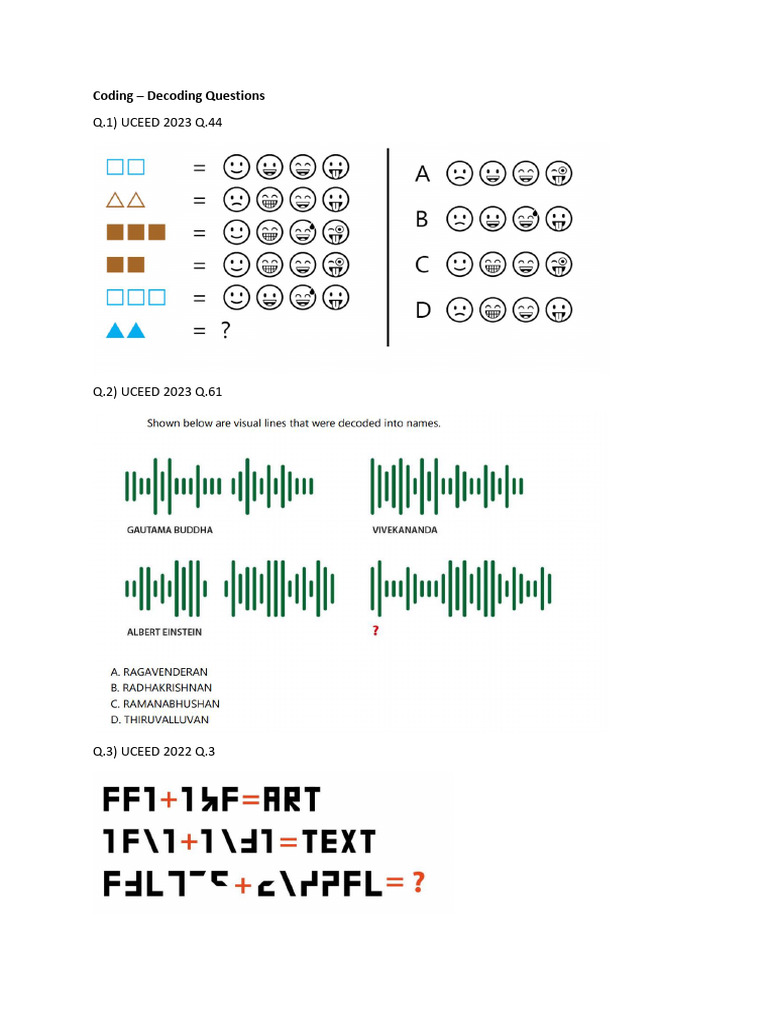 Coding-Decoding Questions for UCEED | PDF