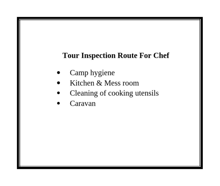 Tour Inspection Route For Chef | PDF