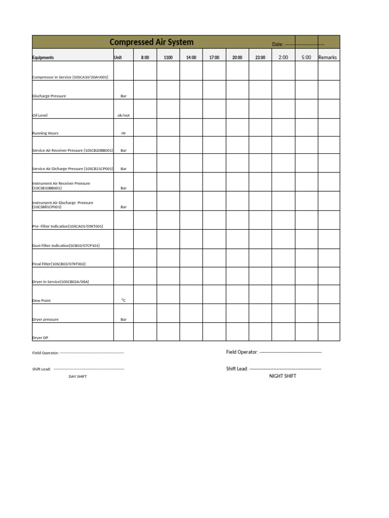 Air Compressor Data | PDF