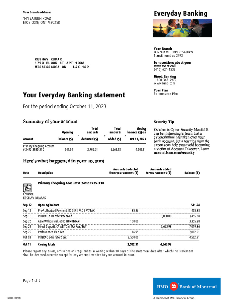 Everyday Banking Statement Summary | PDF | Trademark | Money