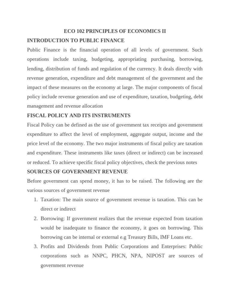 Public Finance and Fiscal Policy Overview | PDF | Government Budget ...