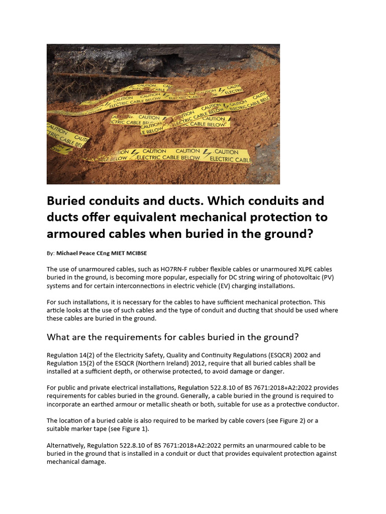 Buried Cable Depth and Duct Regulations | PDF | Direct Current ...