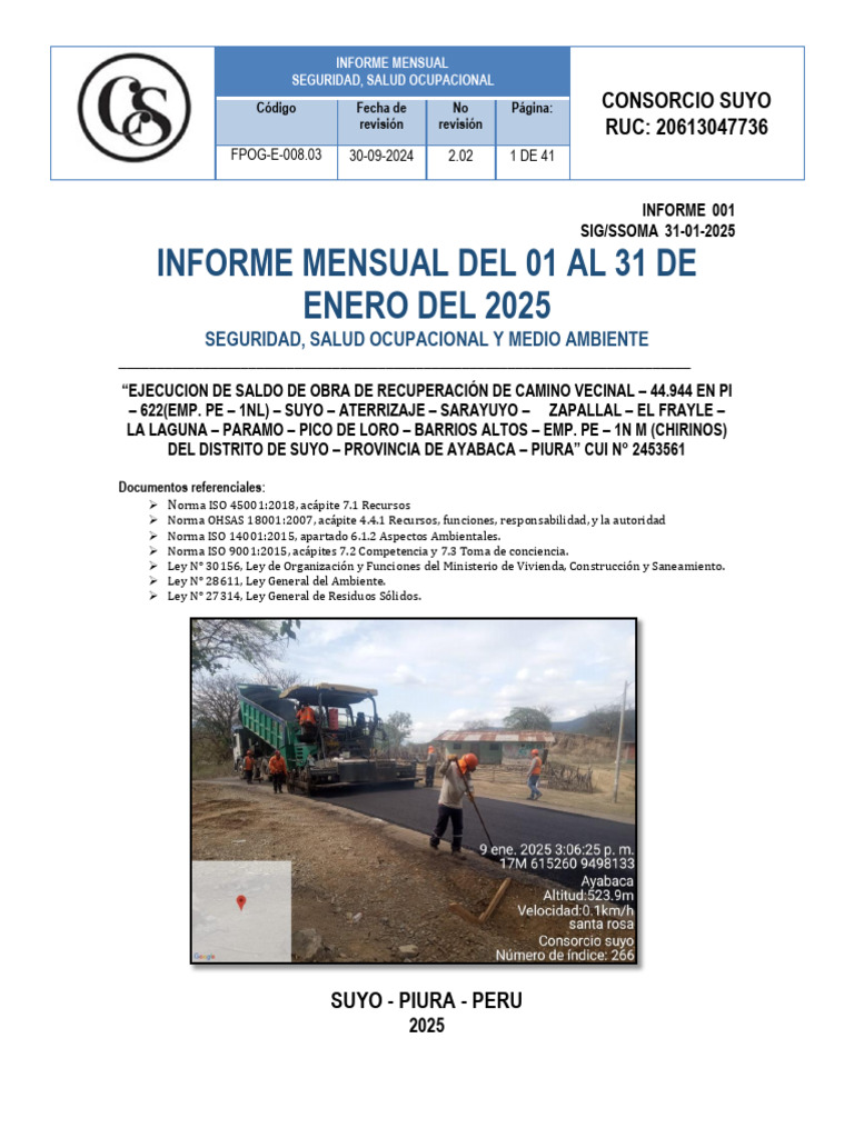 Informe Mensual de Seguridad y Salud 2025 | PDF | Seguridad y salud ...