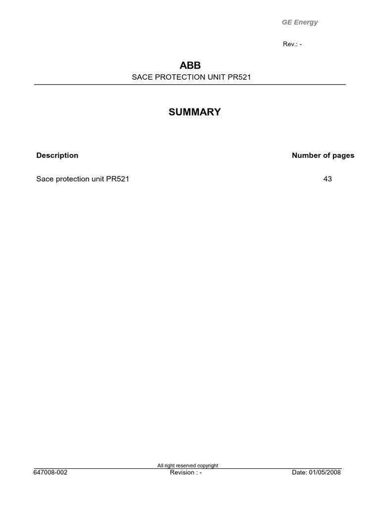 Sace Protection Unit Pr521 - 647008-002 | PDF
