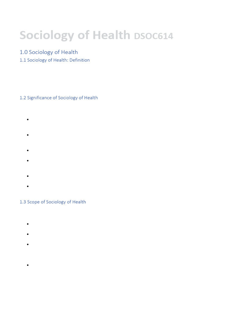 Sociology of Health: Key Concepts & Impact | PDF | Health Equity ...
