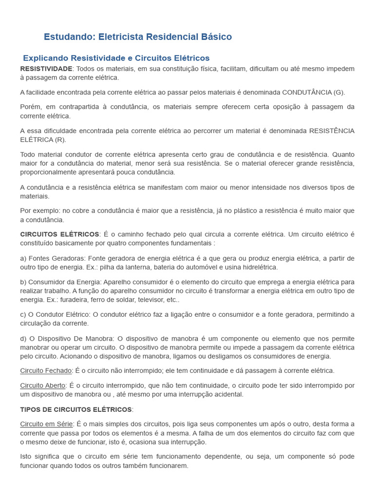 Fundamentos de Eletricidade Residencial | PDF | Rede elétrica ...