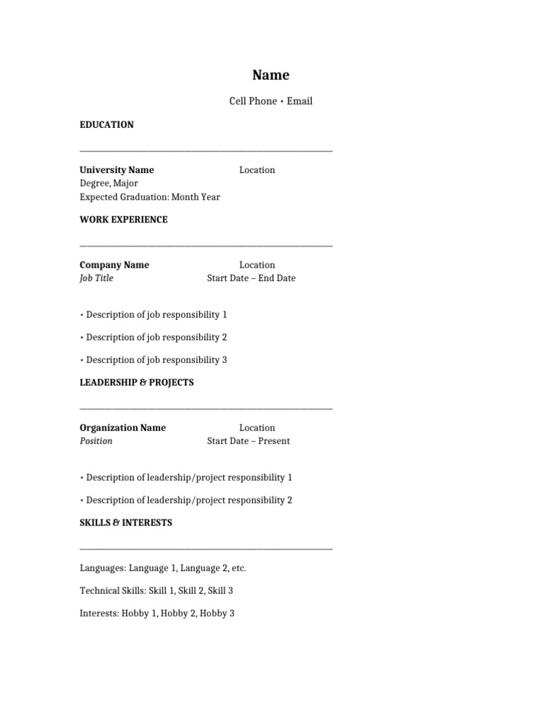 Fillable Resume Template Guide | PDF