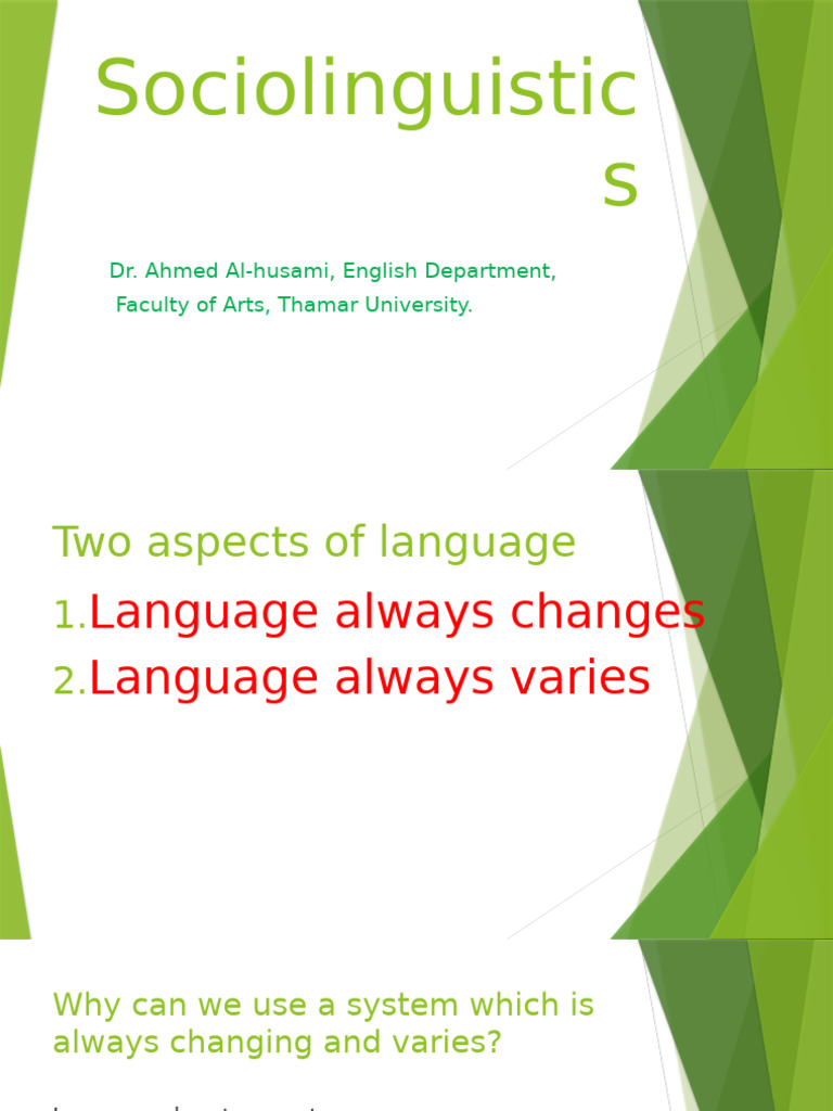 Sociolinguistics - 1st Lecture | PDF | Sociolinguistics | Linguistics
