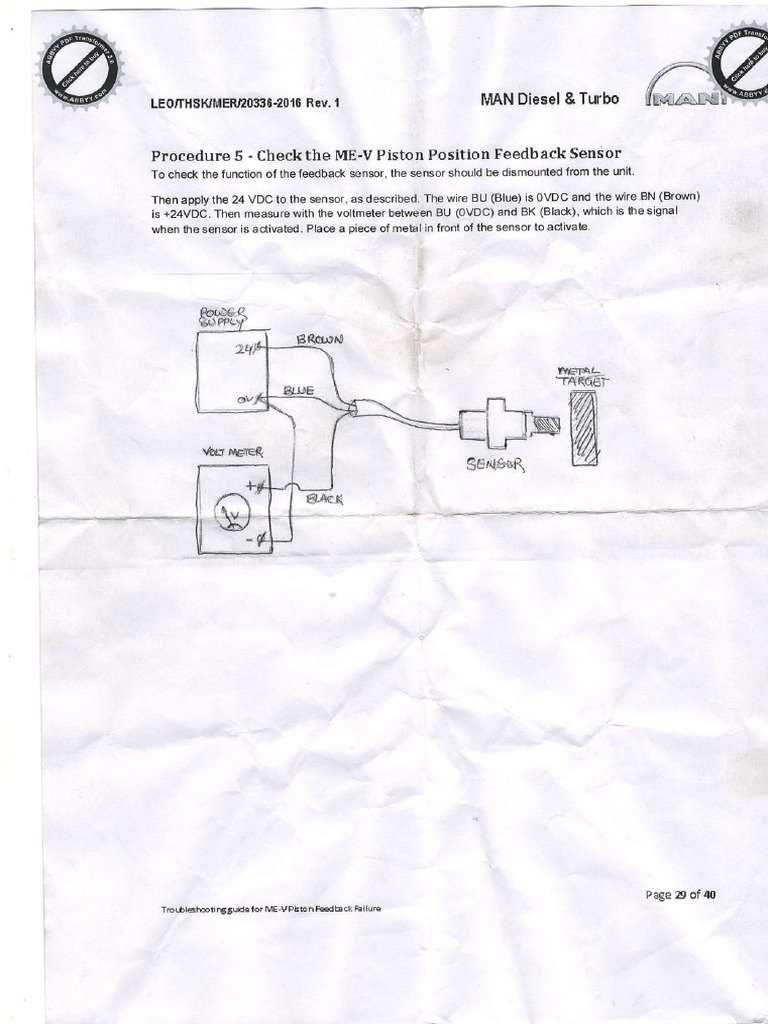 Checking ME-v Piston Position Sensor | PDF