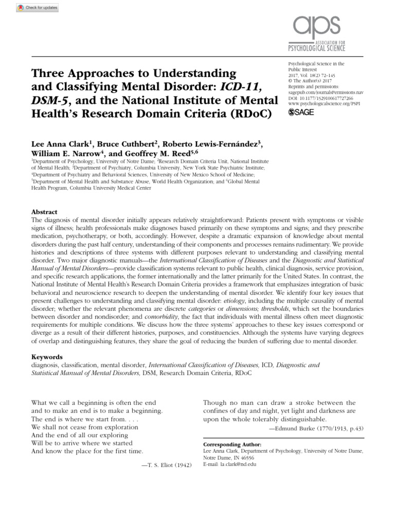 Classifying Mental Disorders: ICD-11, DSM-5, RDoC | PDF | Diagnostic ...