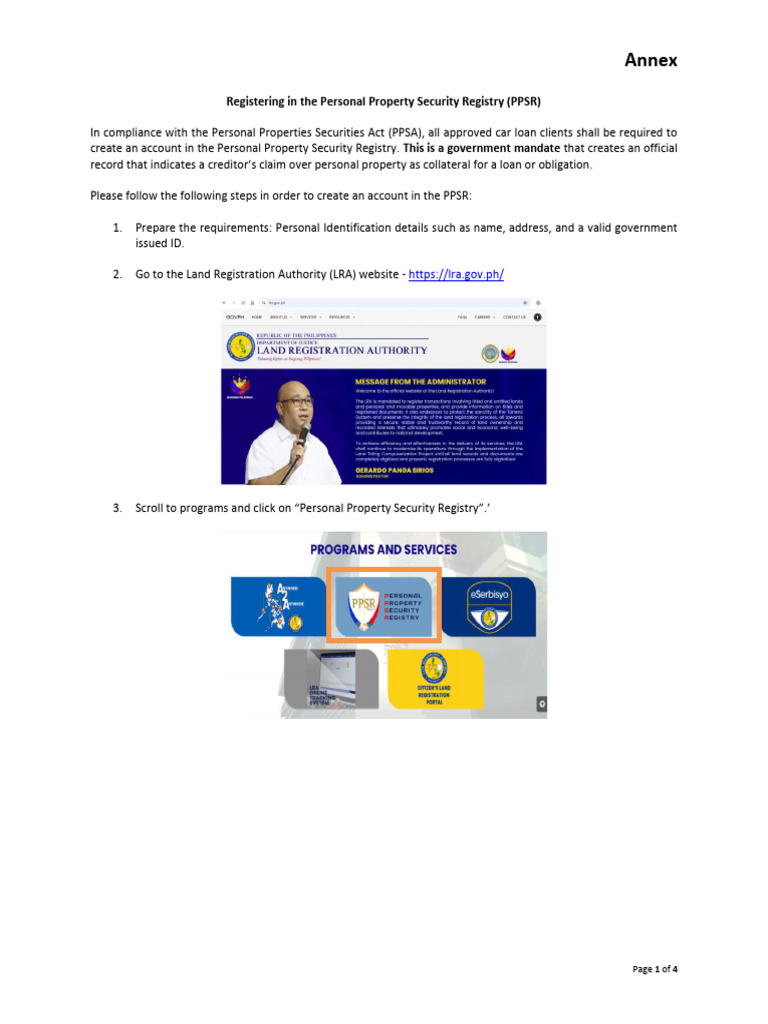 ANNEX - PPSR User Guide | PDF