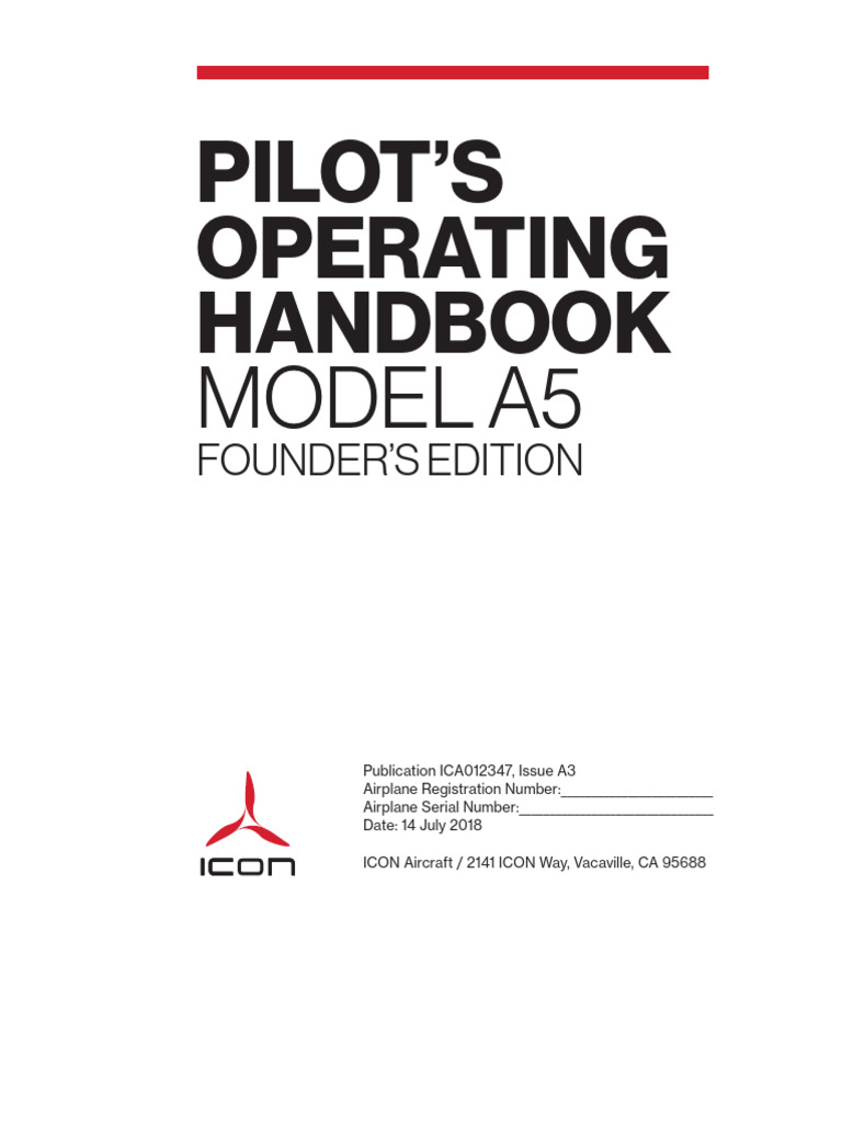 09 - ICON Aircraft A5 POH (Excerpts) - Rel | PDF | Flight Control ...