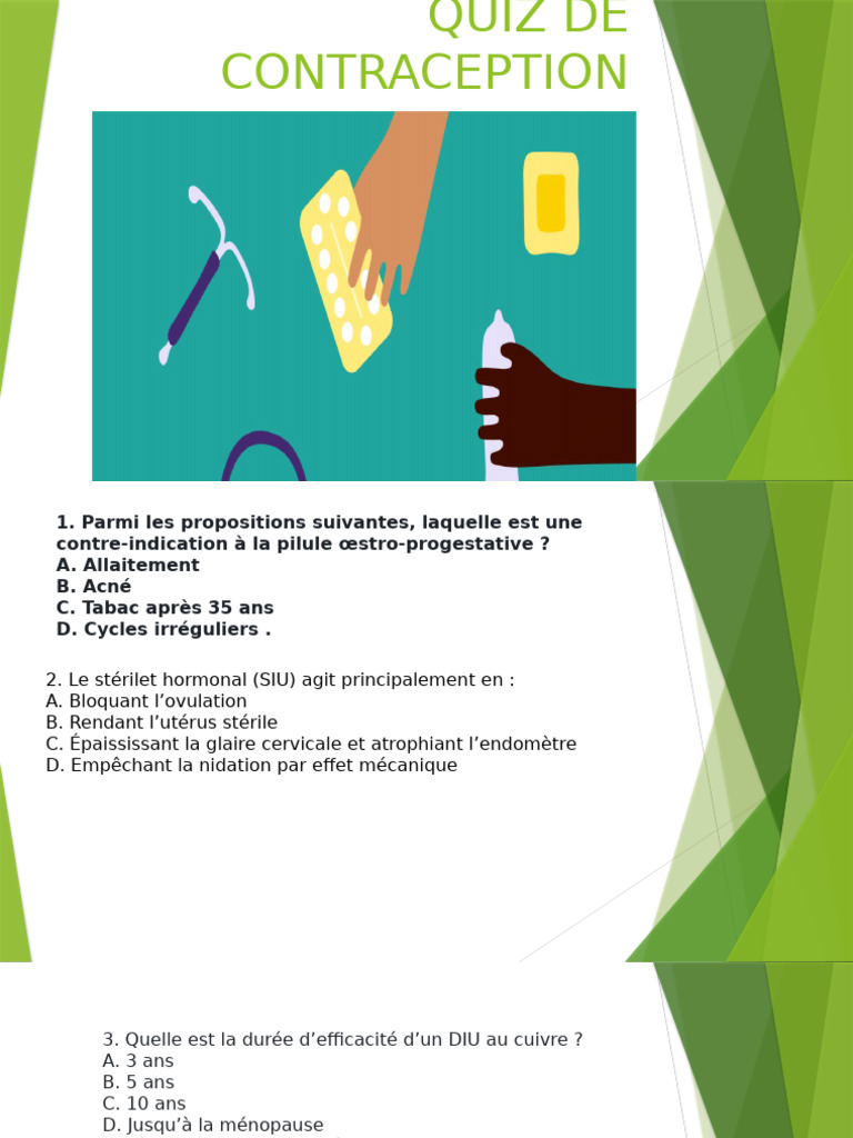 Quiz sur la contraception | PDF