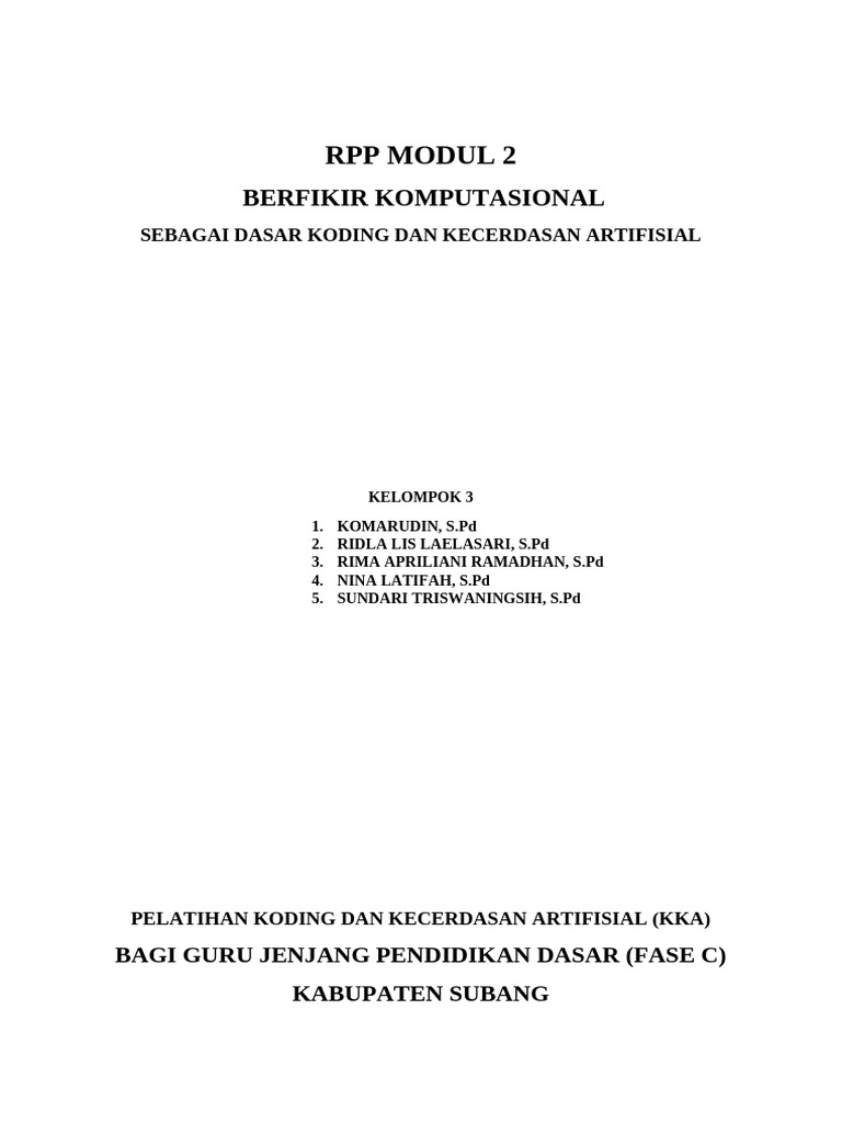 RPP Koding dan Kecerdasan Artifisial | PDF
